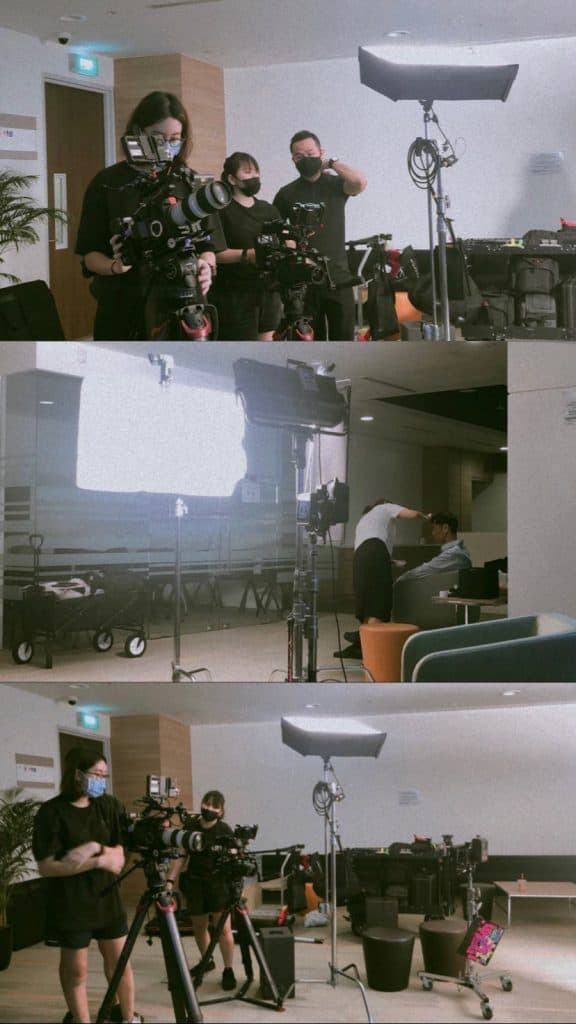 Collage of Employees of Vicinity Studio, Video Production Company in Singapore, working behind the scenes
