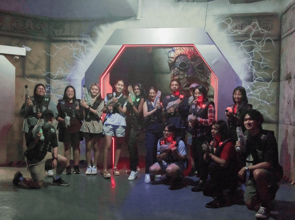 Vicinity Studio employees getting ready for Laser Tag during the Cohesion