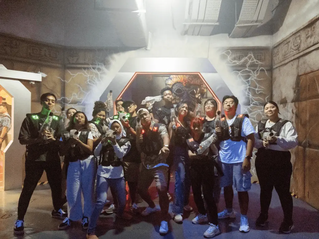 Vicinity Studio employees getting ready for Laser Tag during the Cohesion